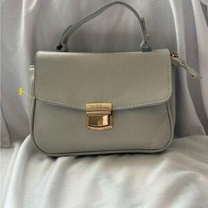 Chic Gray Mini Bag with Gold Accents